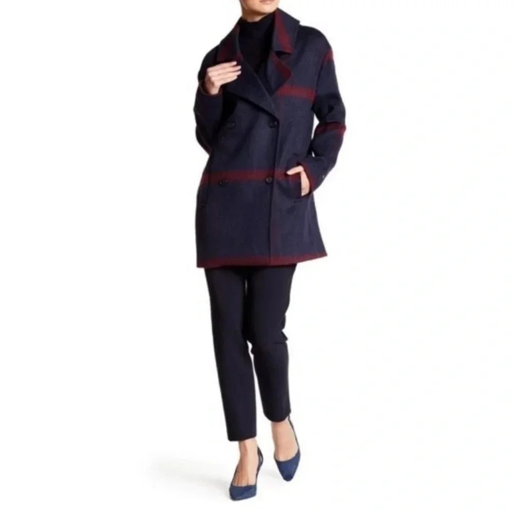 Tommy Hilfiger Plaid Double Breasted Coat Women size Large